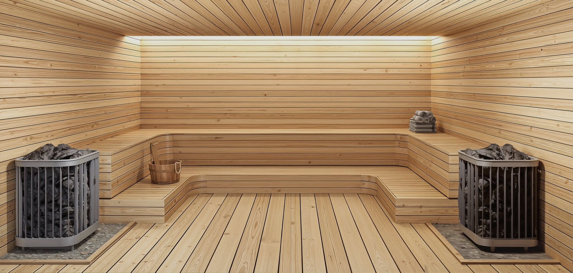 Timber sauna interior at an Alaya villa
